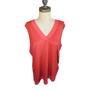 Ann ATylor LOFT Size XL Vneck Sleeveless Paprika Color Knit Top NWT